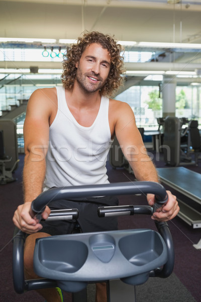 Stockfoto: Knappe · man · oefening · fiets · gymnasium · portret