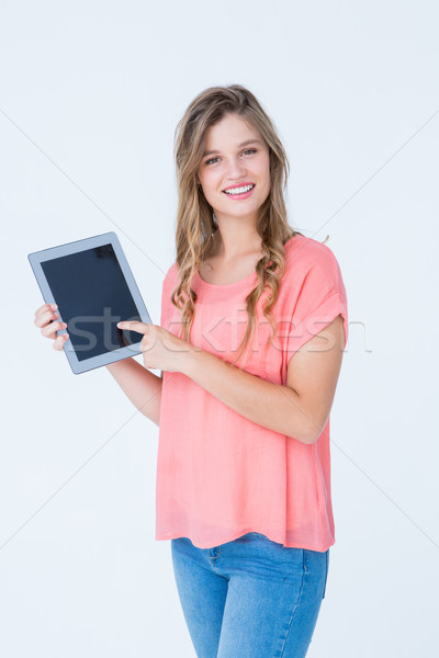 Stock photo: Hipster woman showing tablet pc 