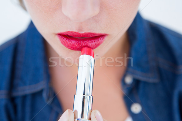 女子 紅色的唇膏 白 手 時尚 美女 商業照片 © wavebreak_media