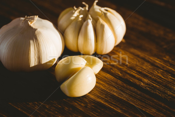 Foto d'archivio: Aglio · chiodi · di · garofano · lampadina · tagliere · copia · spazio · cucina