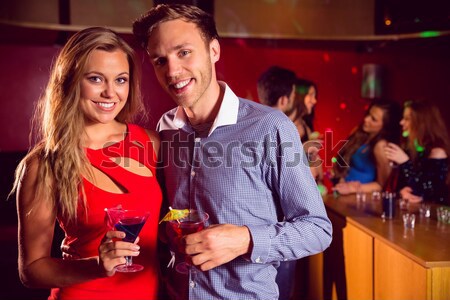 Portre gülümseyen kadın bira kupa gece kulübü Stok fotoğraf © wavebreak_media