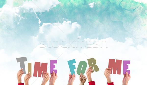 Composite image of hands holding up time for me Stock photo © wavebreak_media