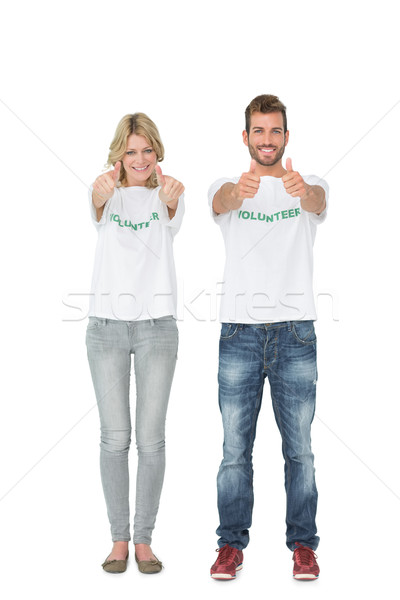 Portré kettő önkéntesek gesztikulál remek fehér Stock fotó © wavebreak_media