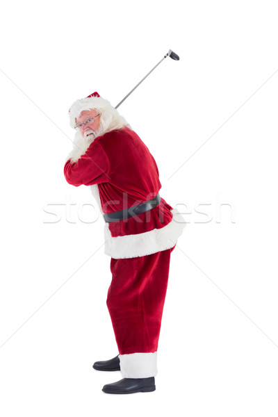 Stockfoto: Kerstman · golf · club · witte · man · christmas