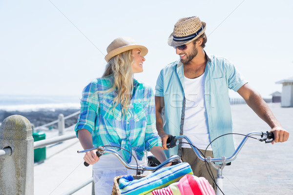 Cute couple vélo heureux été [[stock_photo]] © wavebreak_media