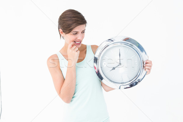 Vrouw naar klok witte tijd Stockfoto © wavebreak_media