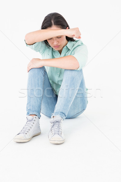 üzücü kadın oturma zemin gizleme yüz Stok fotoğraf © wavebreak_media