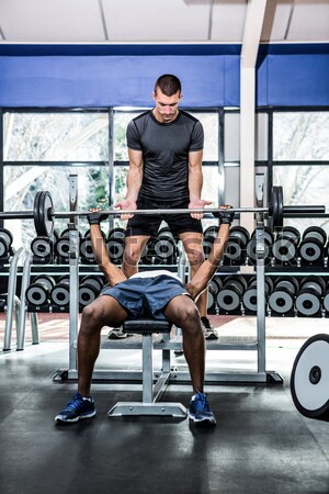 Stok fotoğraf: Arkadan · görünüm · kas · adam · kettlebells · crossfit