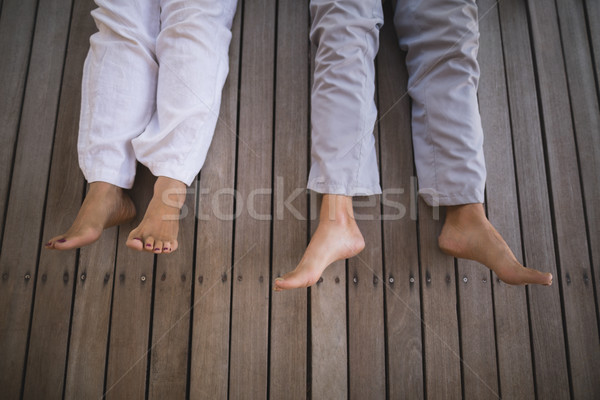 Alacsony részleg idős pár veranda magasról fotózva fapadló Stock fotó © wavebreak_media