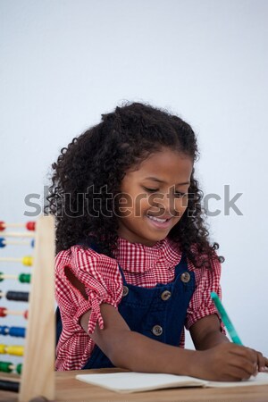 Lächelnd Geschäftsfrau schriftlich Buch Sitzung Schreibtisch Stock foto © wavebreak_media