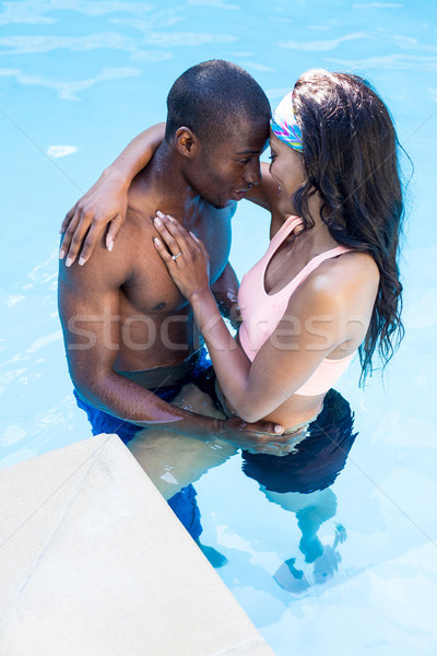 Piscine Resort heureux couple [[stock_photo]] © wavebreak_media