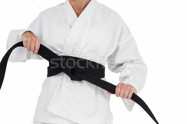 Stockfoto: Vrouwelijke · atleet · judo · gordel · witte · vrouw