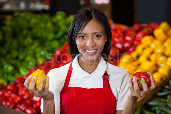 [[stock_photo]]: Souriant · Homme · personnel · cloche · poivrons