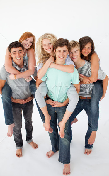 青少年 朋友 搭載 三 快樂 情侶 商業照片 © wavebreak_media