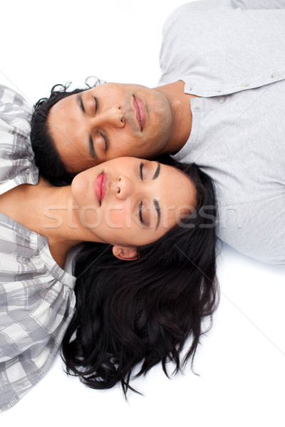 親密 情侶 地板 白 孩子 婦女 商業照片 © wavebreak_media