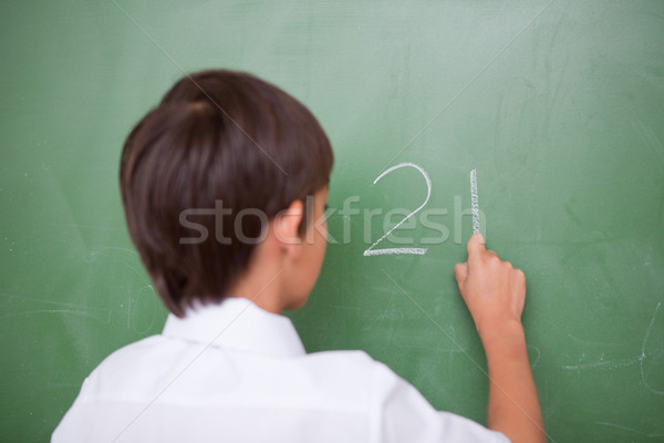 Stockfoto: Schooljongen · schrijven · Blackboard · school · student · onderwijs