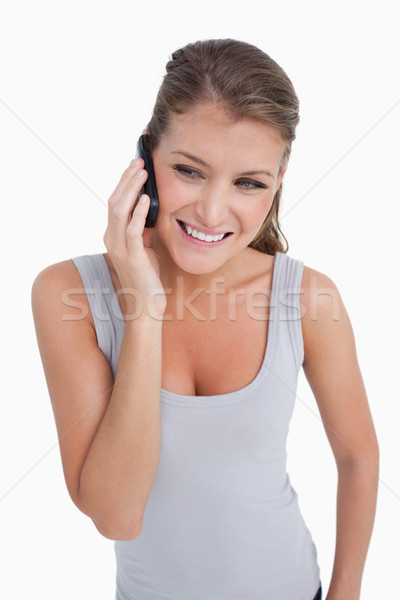 Portret vrouw telefoongesprek witte meisje Stockfoto © wavebreak_media