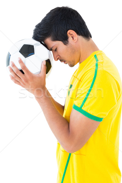 Futballista citromsárga labda fehér sport futball Stock fotó © wavebreak_media