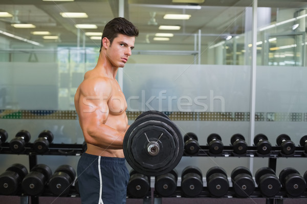 Shirtless muskuläre Mann Heben Langhantel Fitnessstudio Stock foto © wavebreak_media