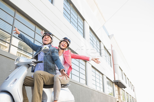 Heureux couple de personnes âgées équitation printemps homme [[stock_photo]] © wavebreak_media