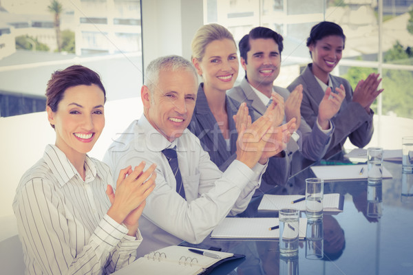 ストックフォト: ビジネスチーム · 拍手 · 会議 · オフィス · ビジネス · ガラス