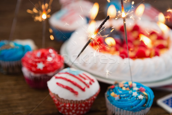 Stock photo: Patriotic 4th of july cake and cupcake