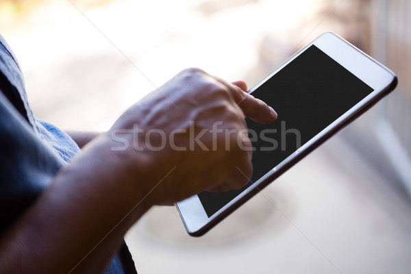Kéz idős férfi digitális tabletta öregek otthona Stock fotó © wavebreak_media