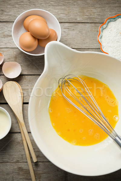 Directly above shot of egg yolk in container Stock photo © wavebreak_media