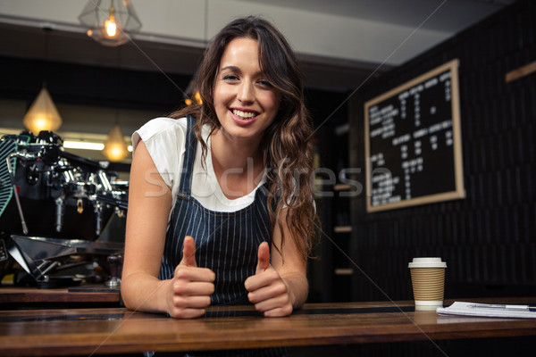 Stock foto: Porträt · lächelnd · Barista · Cafeteria · Frau