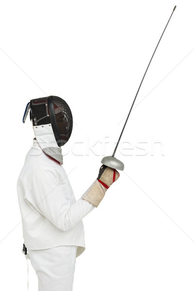 Man wearing fencing suit practicing with sword Stock photo © wavebreak_media