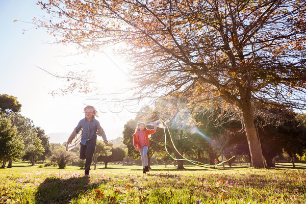 Kinderen lopen park veld natuur Stockfoto © wavebreak_media