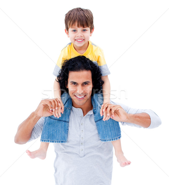 Caring father giving piggyback ride to his  little boy Stock photo © wavebreak_media