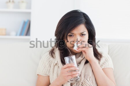 Kadın kahve fincanı portre genç kadın ev Stok fotoğraf © wavebreak_media