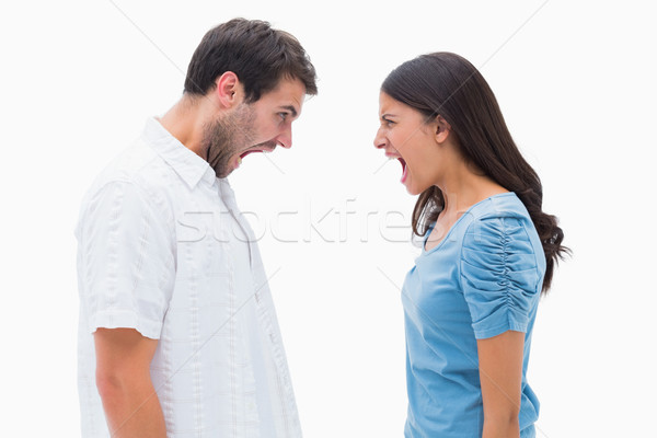 Stock photo: Angry couple shouting at each other
