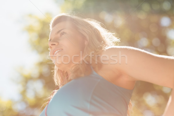 Stockfoto: Geschikt · blond · genieten · zonneschijn · voorjaar