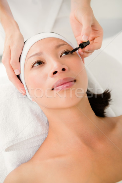 [[stock_photo]]: Main · mascara · belle · femme · détendre