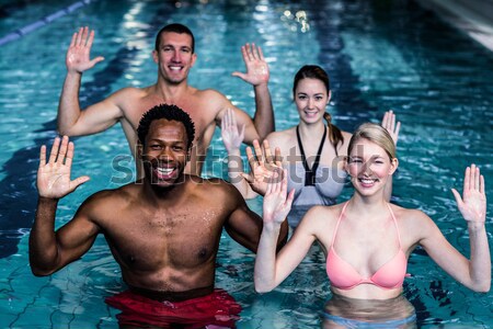 Foto stock: Fitness · grupo · água · aeróbica · piscina · água