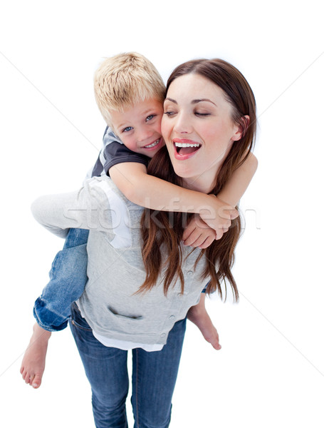 [[stock_photo]]: Joyeux · mère · fils · ferroutage · famille · sourire