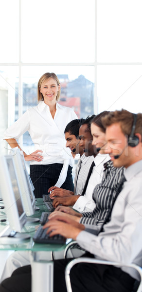 Stockfoto: Mooie · paar · met · behulp · van · laptop · slaapkamer · business · telefoon