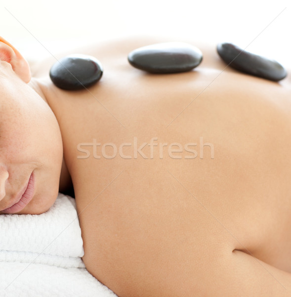 спальный женщину массаж таблице каменные терапии Сток-фото © wavebreak_media