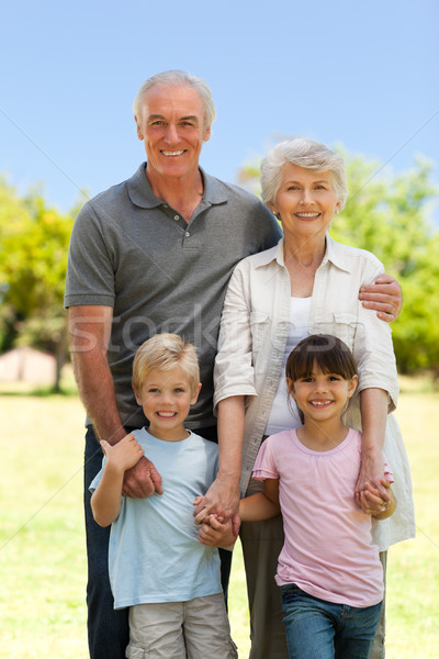 Stock fotó: Nagyszülők · unokák · park · család · fű · férfi