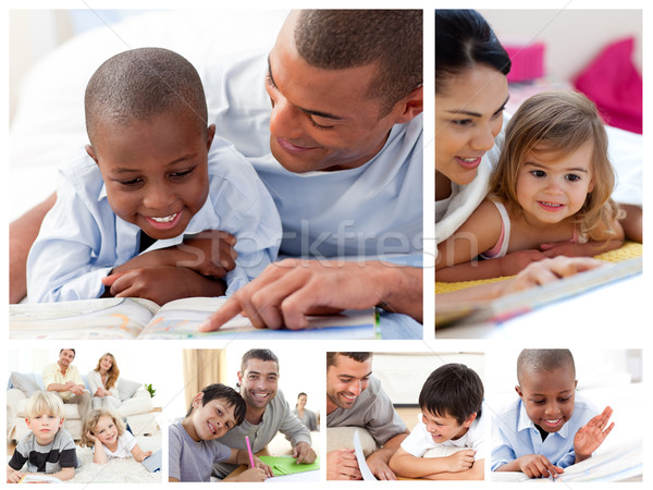 Collage of parents educating children at home Stock photo © wavebreak_media