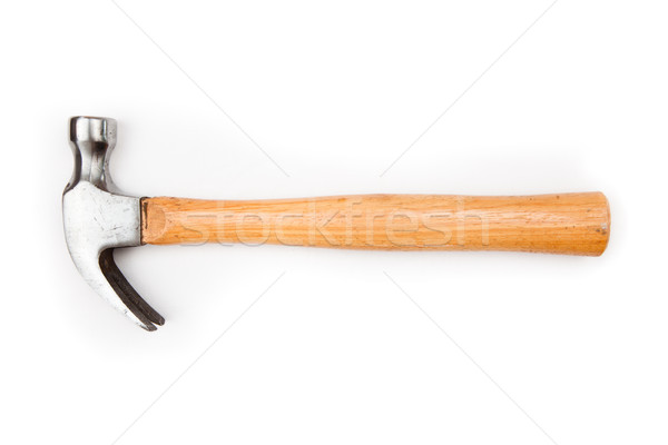Stock photo: Horizontal claw hammer with wooden handle