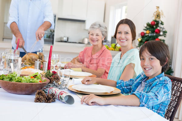 Család karácsony étel portré boldog család étkezőasztal Stock fotó © wavebreak_media