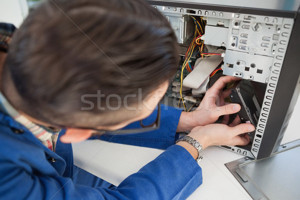 Stockfoto: Computer · ingenieur · werken · gebroken · troosten · kantoor