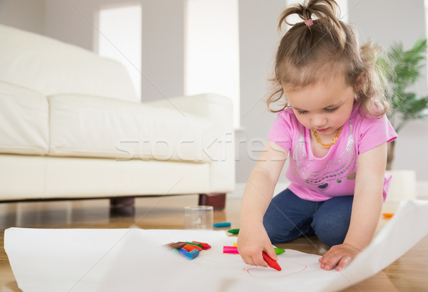 Girl drawing in the living room Stock photo © wavebreak_media