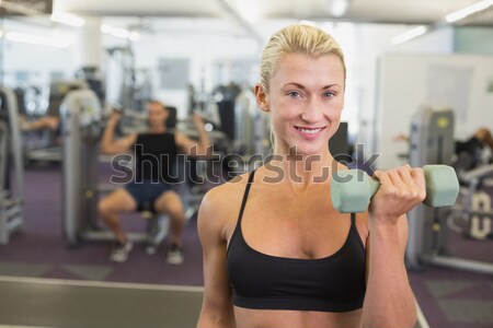 Foto stock: Encajar · morena · gimnasio · mujer