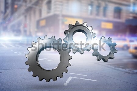 Composite image of metal cogs and wheels connecting Stock photo © wavebreak_media