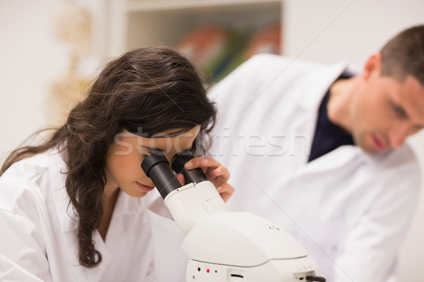 Medical students working with microscope Stock photo © wavebreak_media