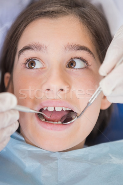 Dentist using dental explorer and angled mirror  Stock photo © wavebreak_media